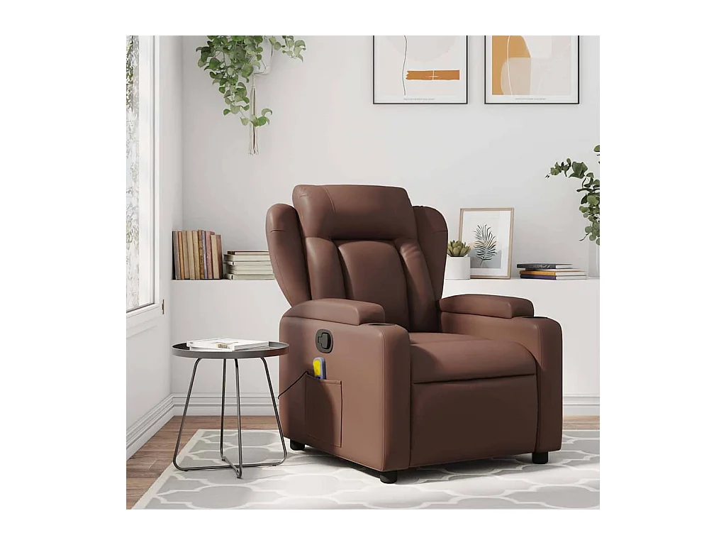 Sillón de salón | Silla | Sillón de masaje reclinable cuero sintético marrón SHL4726