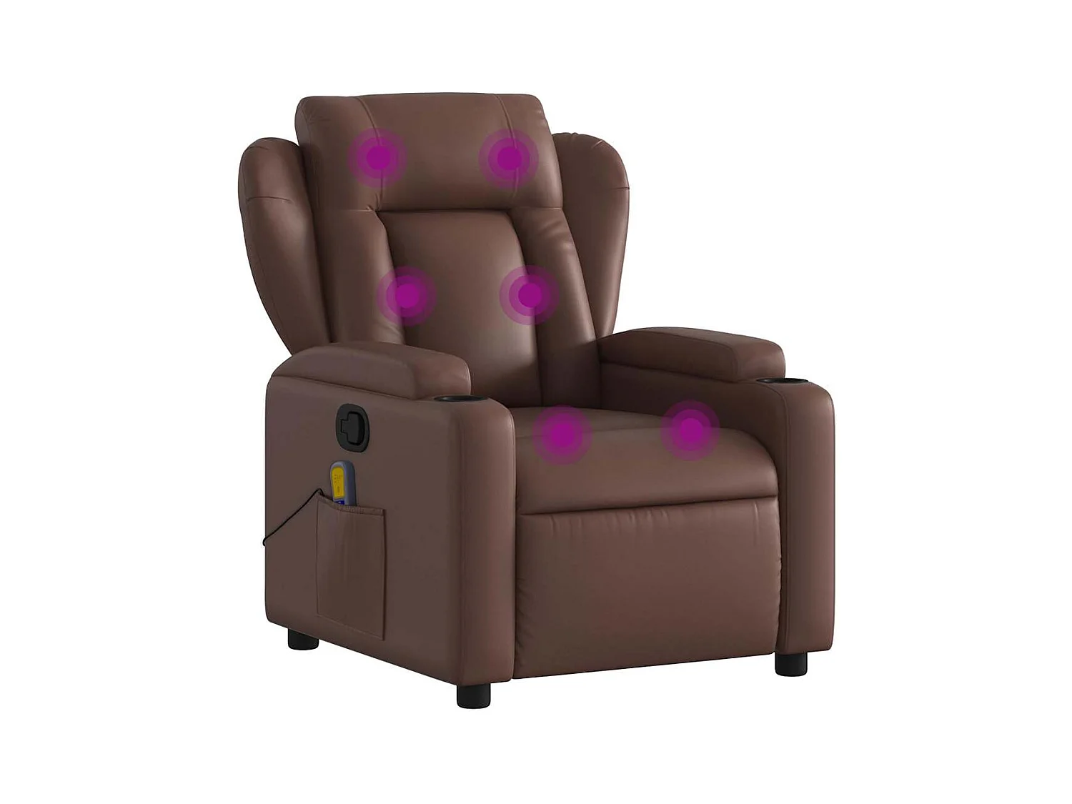 Fauteuil inclinable-Chaise de relax-Fauteuil de Massage Marron Similicuir SHL3859