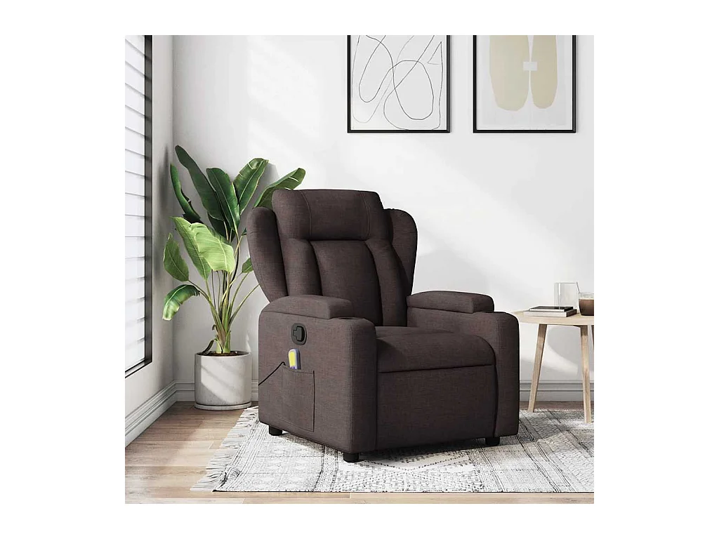 Sillón de salón | Silla | Sillón de masaje reclinable de tela marrón oscuro SHL5010