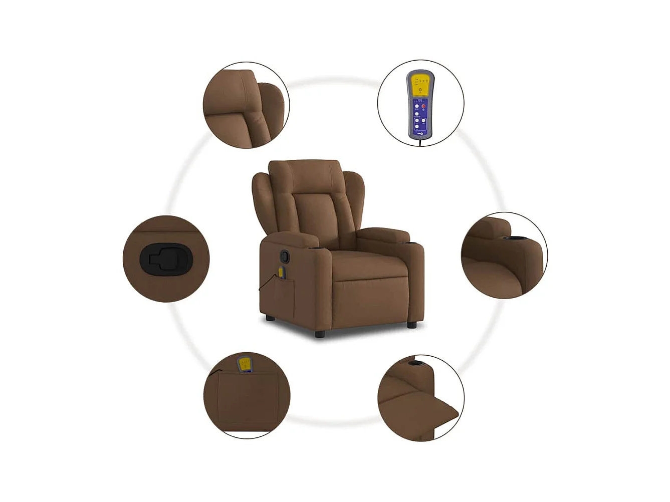 Sillón de salón | Silla | Sillón de masaje reclinable de tela marrón oscuro SHL5010