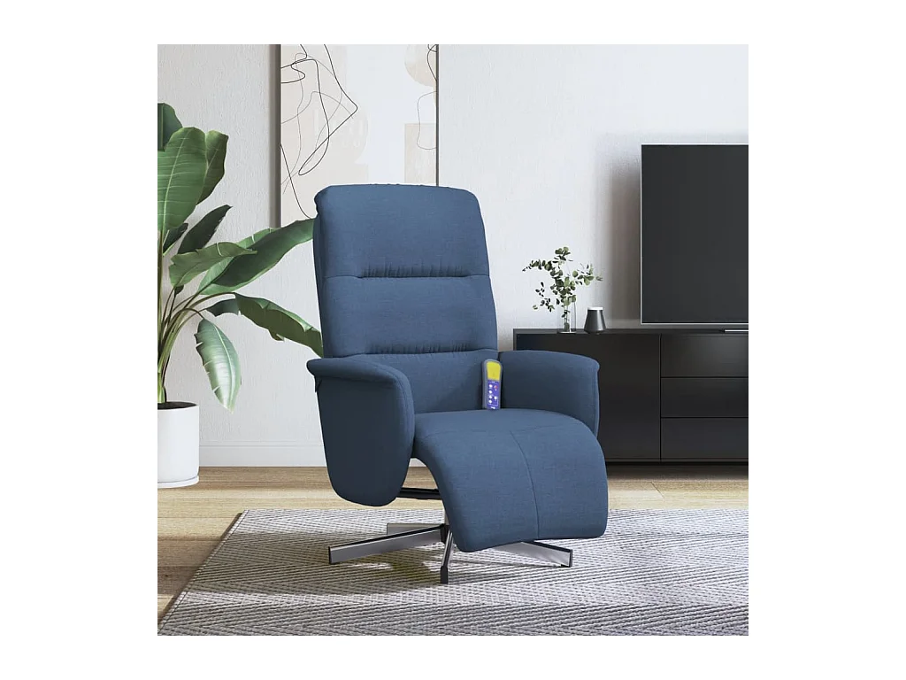 Fauteuil inclinable-Fauteuil salon de massage avec repose-pieds bleu tissu SHL5087