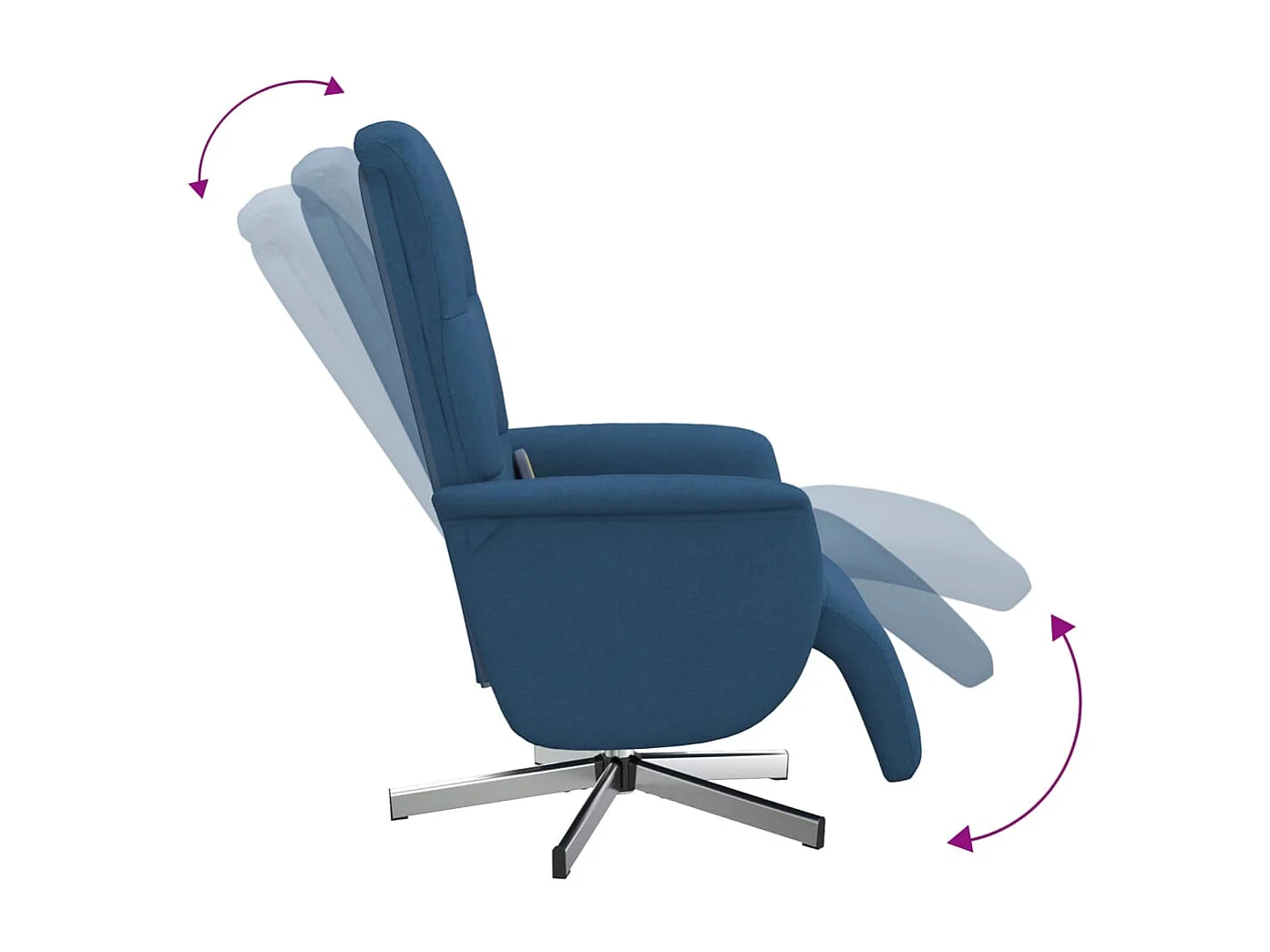 Fauteuil inclinable-Fauteuil salon de massage avec repose-pieds bleu tissu SHL5087