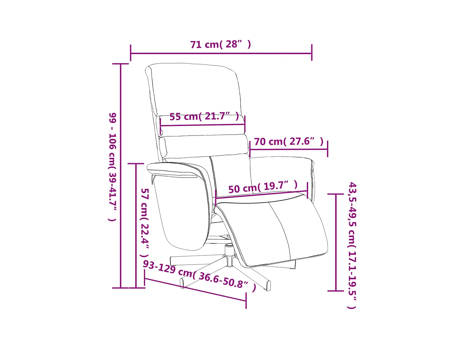 Sillón de relax | Sillón reclinable con reposapiés cuero sintético capuchino SHL4915