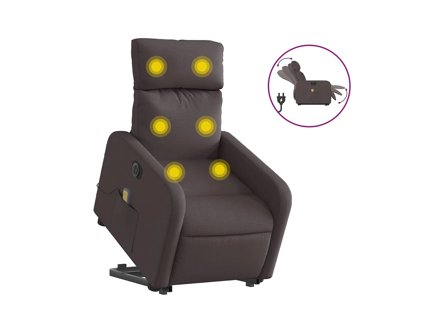Fauteuil inclinable électrique-Chaise de relax-Fauteuil de Massage Marron foncé Tissu SHL3740