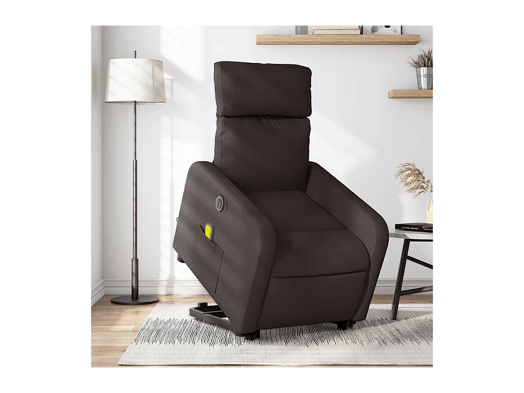 Fauteuil inclinable électrique-Chaise de relax-Fauteuil de Massage Marron foncé Tissu SHL3740