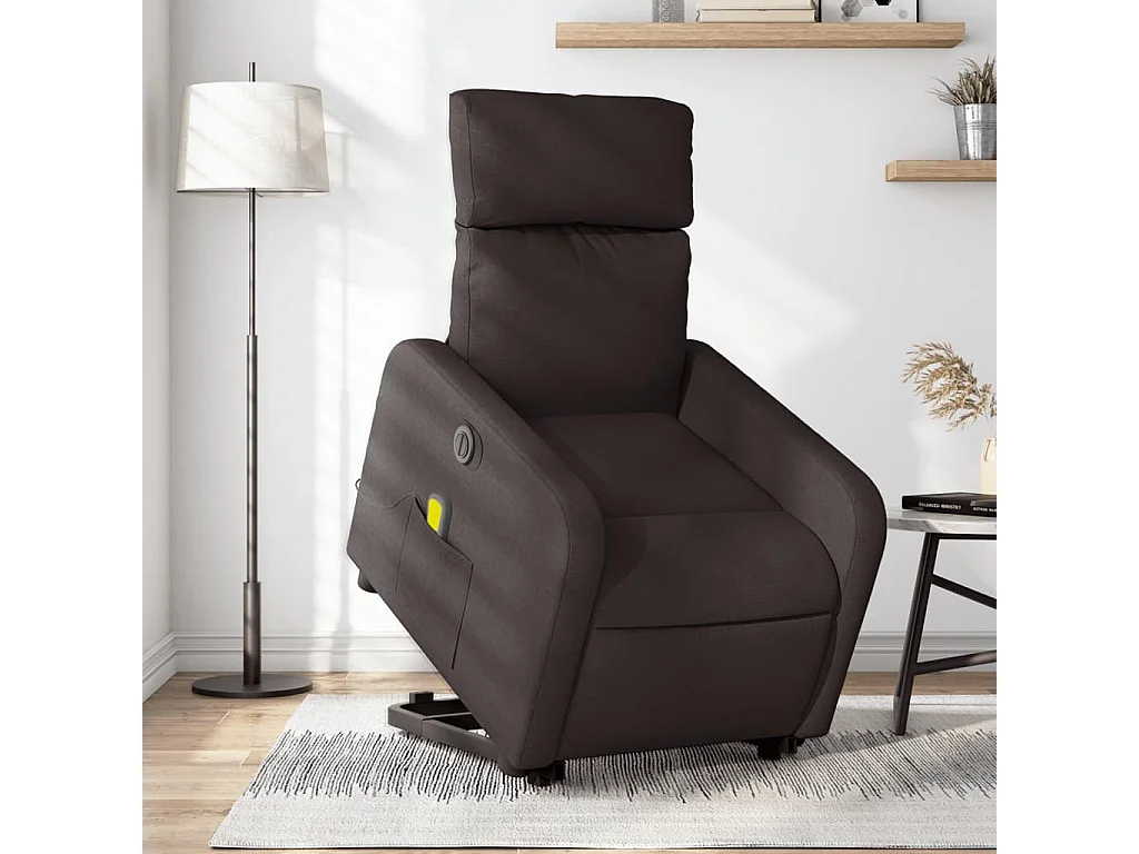 Fauteuil inclinable électrique-Chaise de relax-Fauteuil de Massage Marron foncé Tissu SHL3740