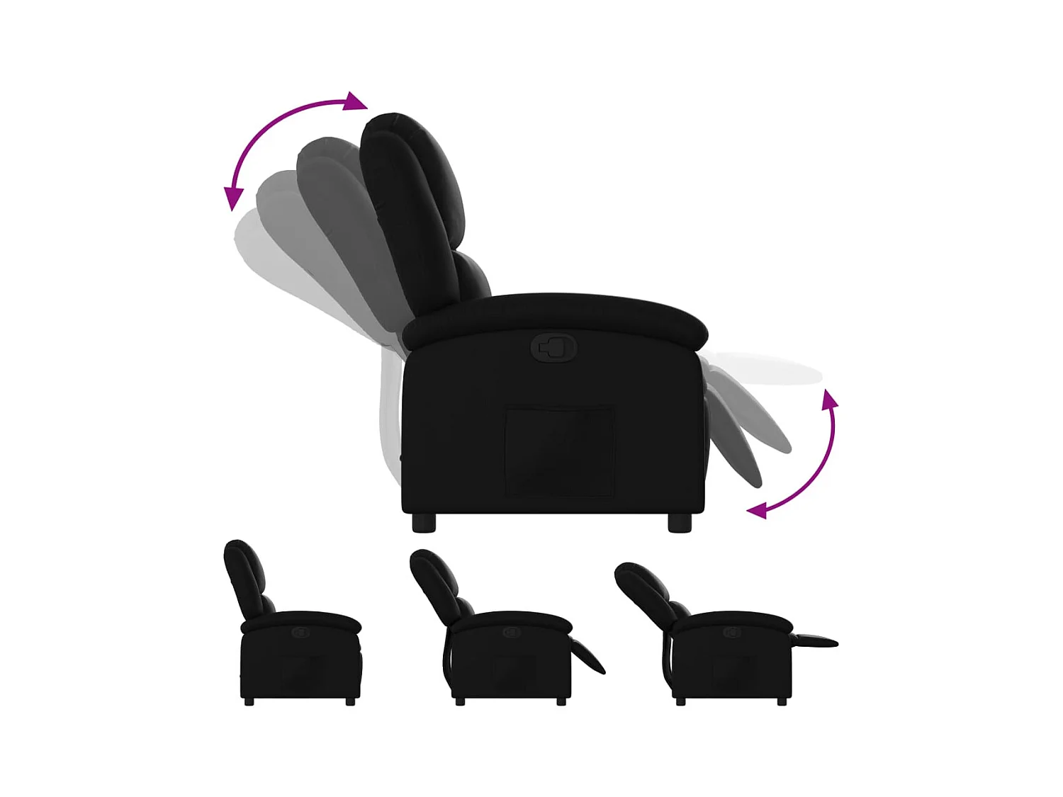 Fauteuil inclinable-Chaise de relax-Fauteuil salon noir similicuir SHL5078