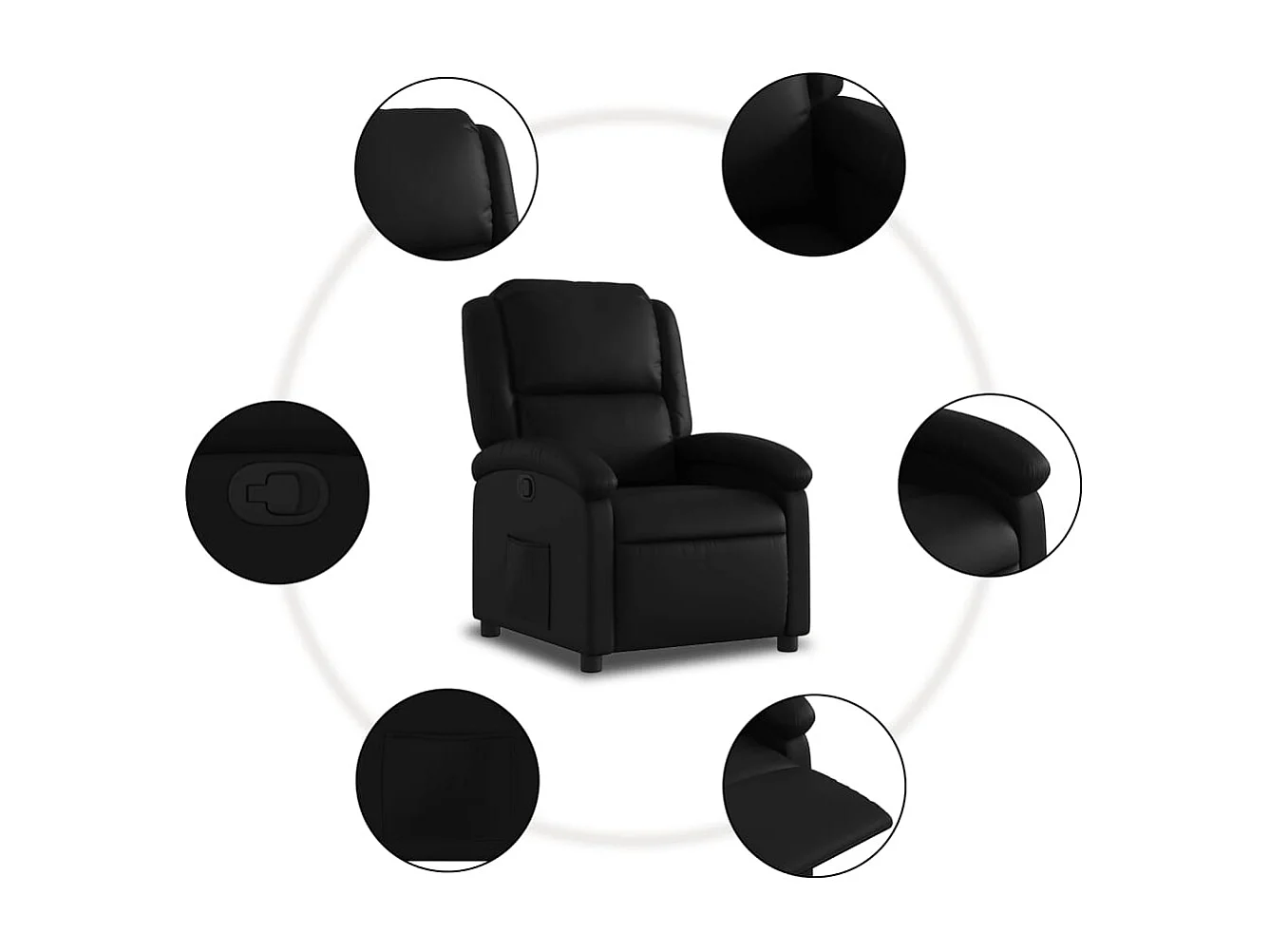 Relaxsessel | Lounge Sessel für Wohnzimmer Kunstleder Schwarz SHL34627
