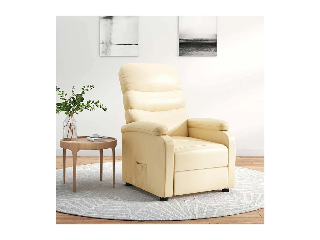 Poltrona reclinável couro artificial cor creme SHL860668