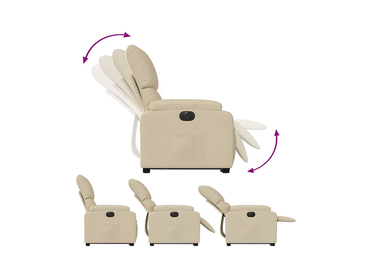 Silla de relax | Sillón eléctrico reclinable elevable de tela color crema SHL8727