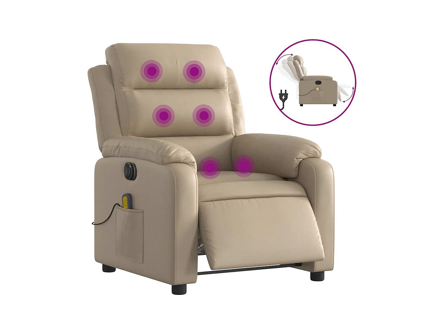 Sillón de relax | Sillón reclinable de masaje eléctrico cuero sintético capuchino SHL4065