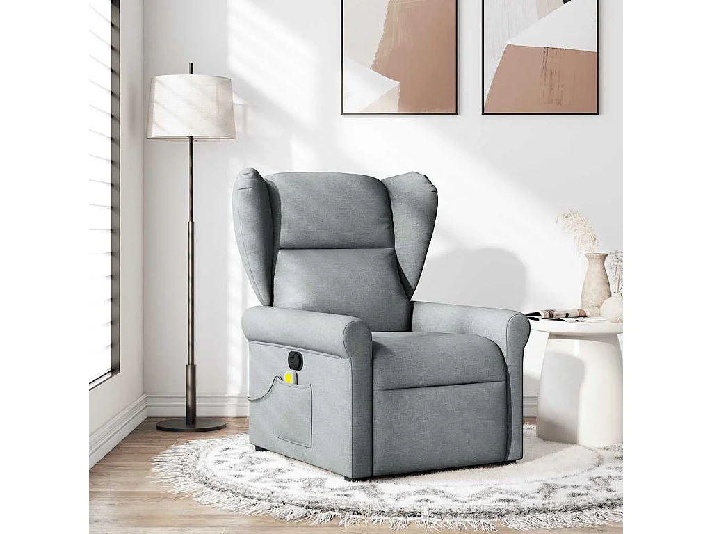 Fauteuil inclinable-Chaise de relax-Fauteuil de Massage Gris clair Tissu SHL4971