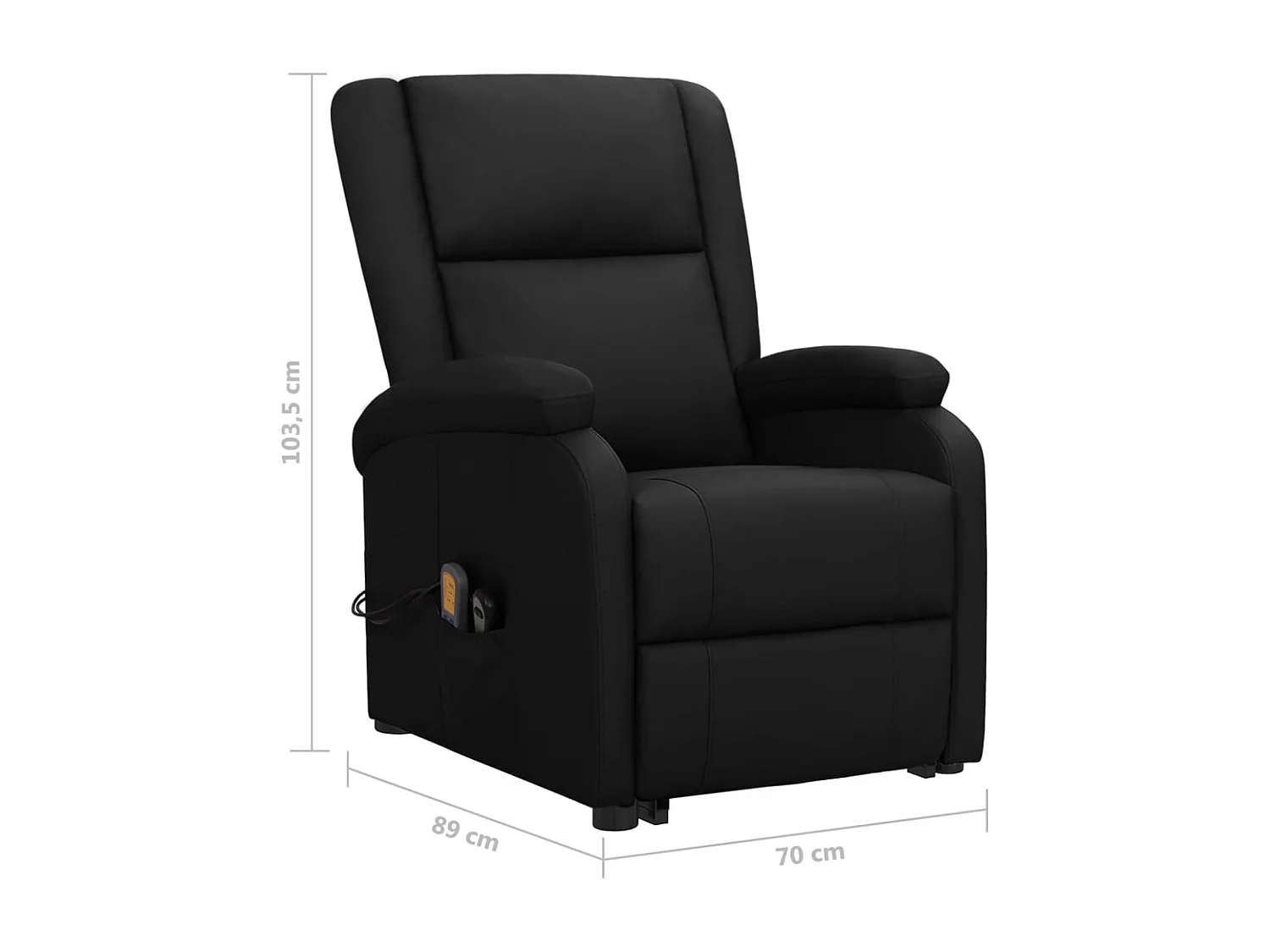 Silla de relax | Sillón elevable cuero sintético negro SHL4660