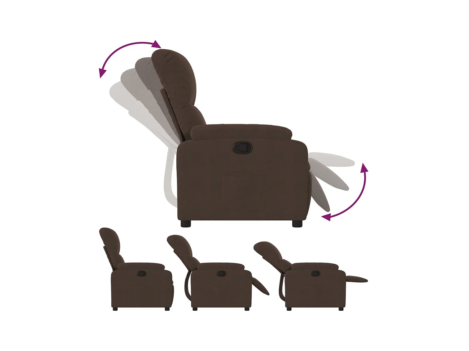 Sillón de relax | Silla | Sillón reclinable tela de microfibra marrón SHL5887