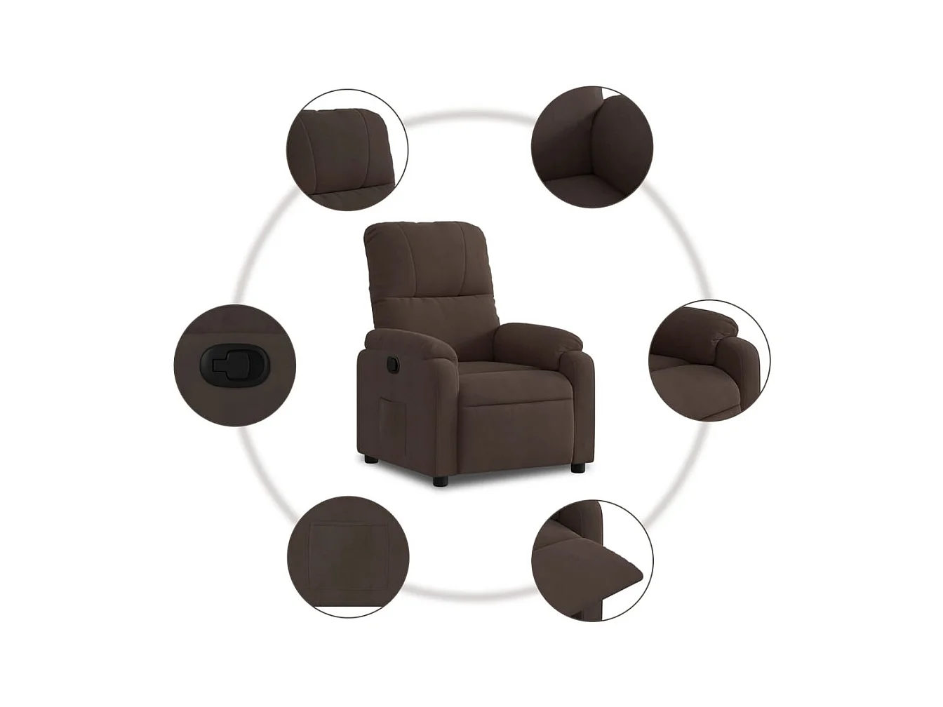 Sillón de relax | Silla | Sillón reclinable tela de microfibra marrón SHL5887