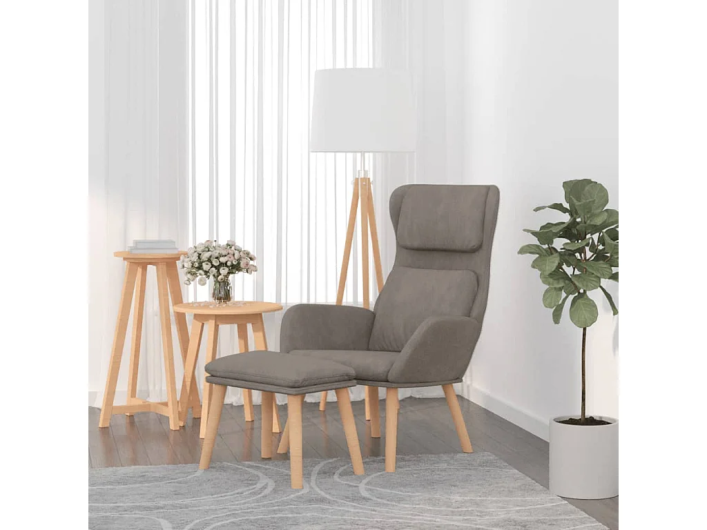 Chaise de relaxation moderne avec tabouret-Fauteuil de Salon Gris clair Velours SHL2927