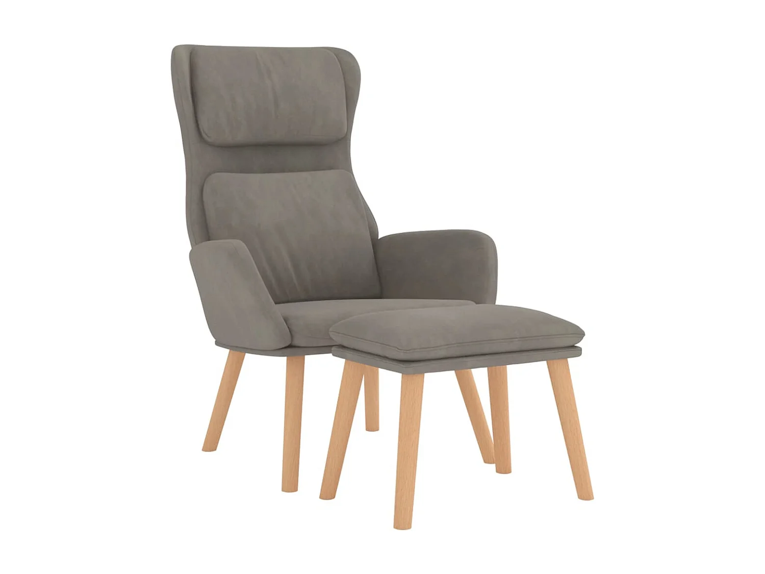 Chaise de relaxation moderne avec tabouret-Fauteuil de Salon Gris clair Velours SHL2927