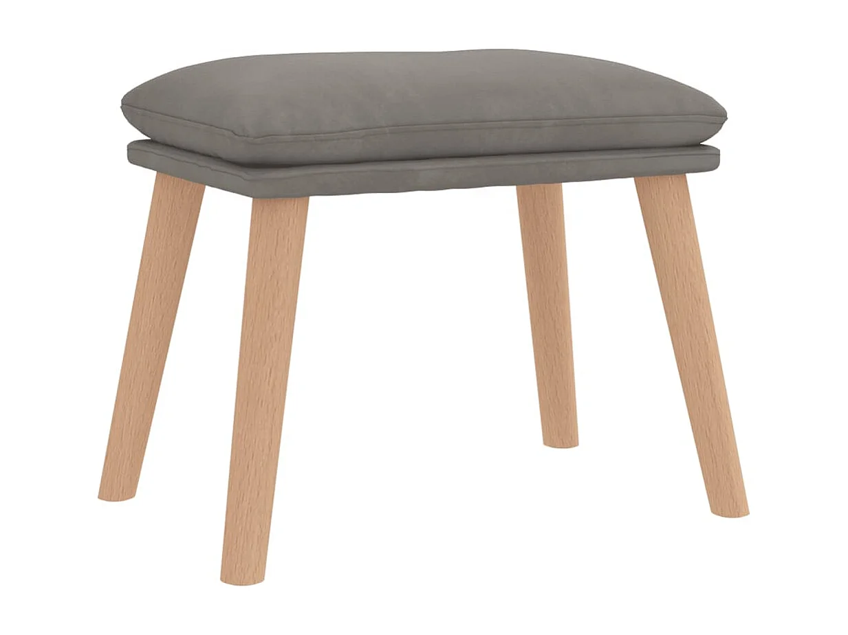 Chaise de relaxation moderne avec tabouret-Fauteuil de Salon Gris clair Velours SHL2927