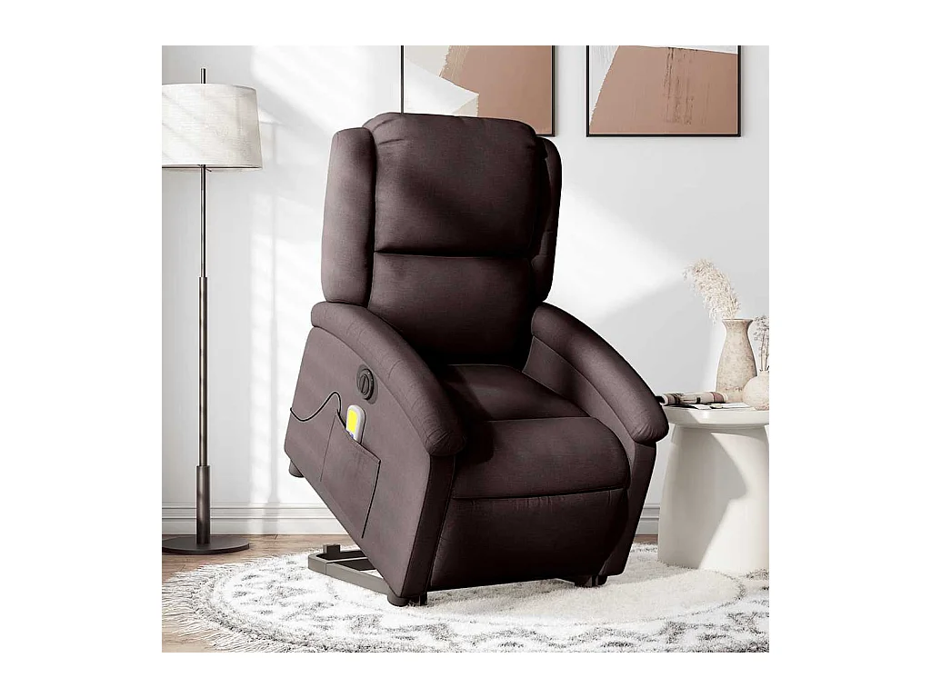 Sillón de salón | Silla | Sillón masaje eléctrico reclinable elevable tela marrón oscuro SHL4536
