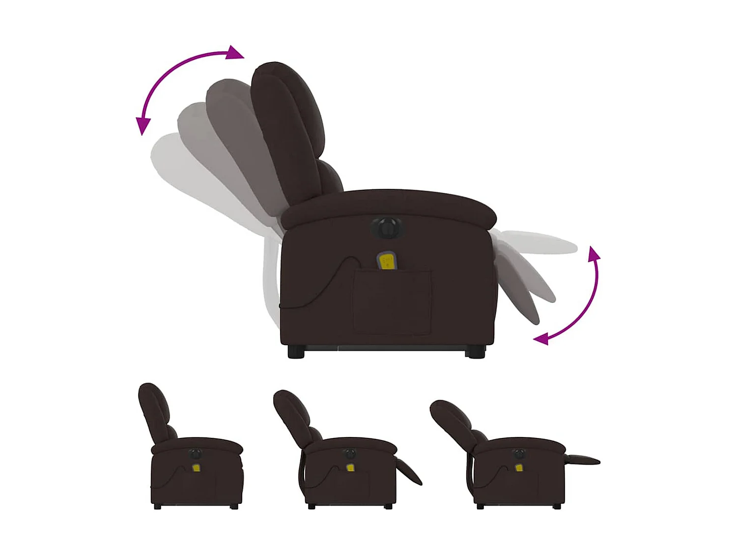 Sillón de salón | Silla | Sillón masaje eléctrico reclinable elevable tela marrón oscuro SHL4536