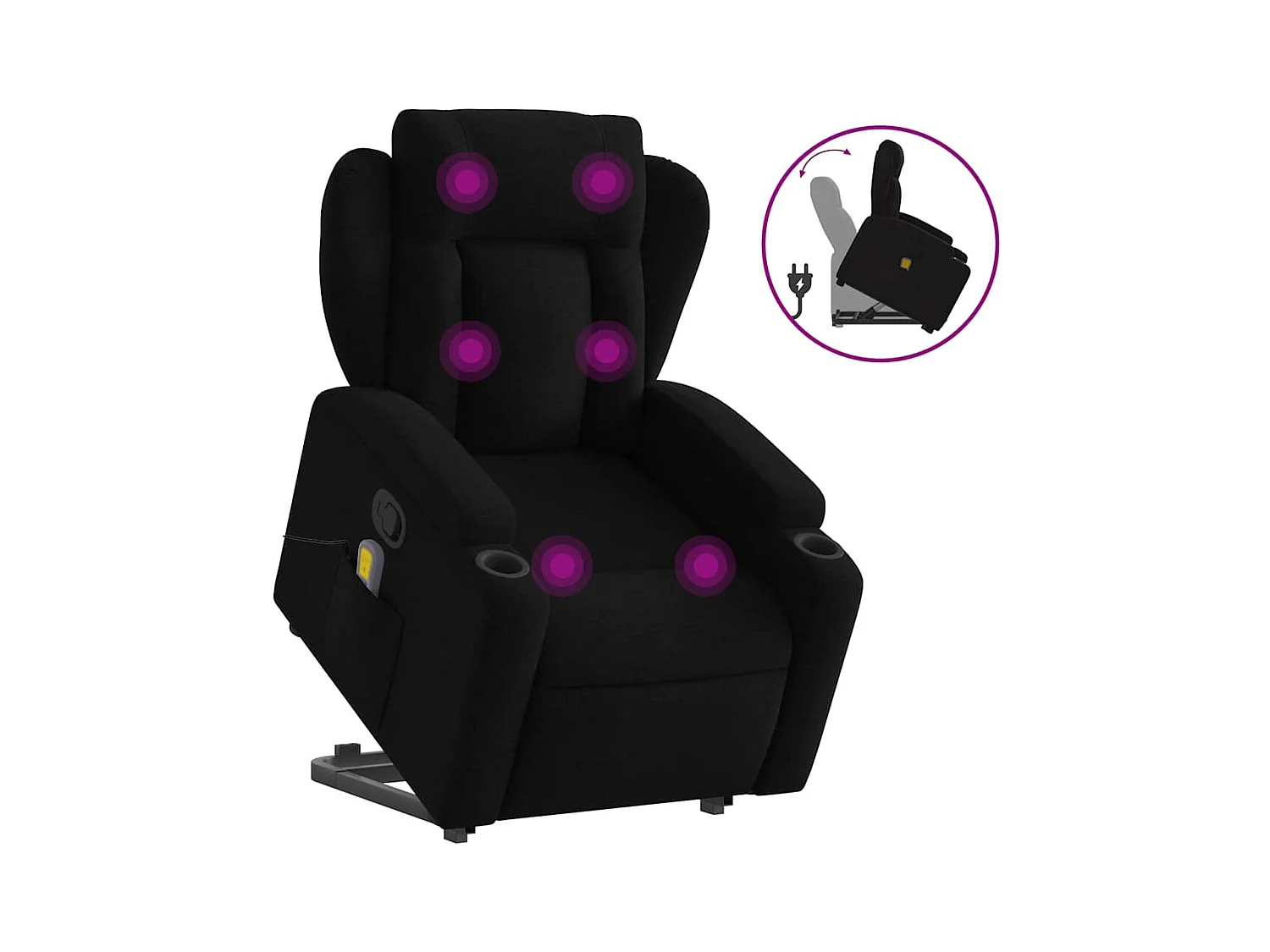 Fauteuil inclinable-Chaise de relax-Fauteuil de Massage Noir Tissu SHL4197