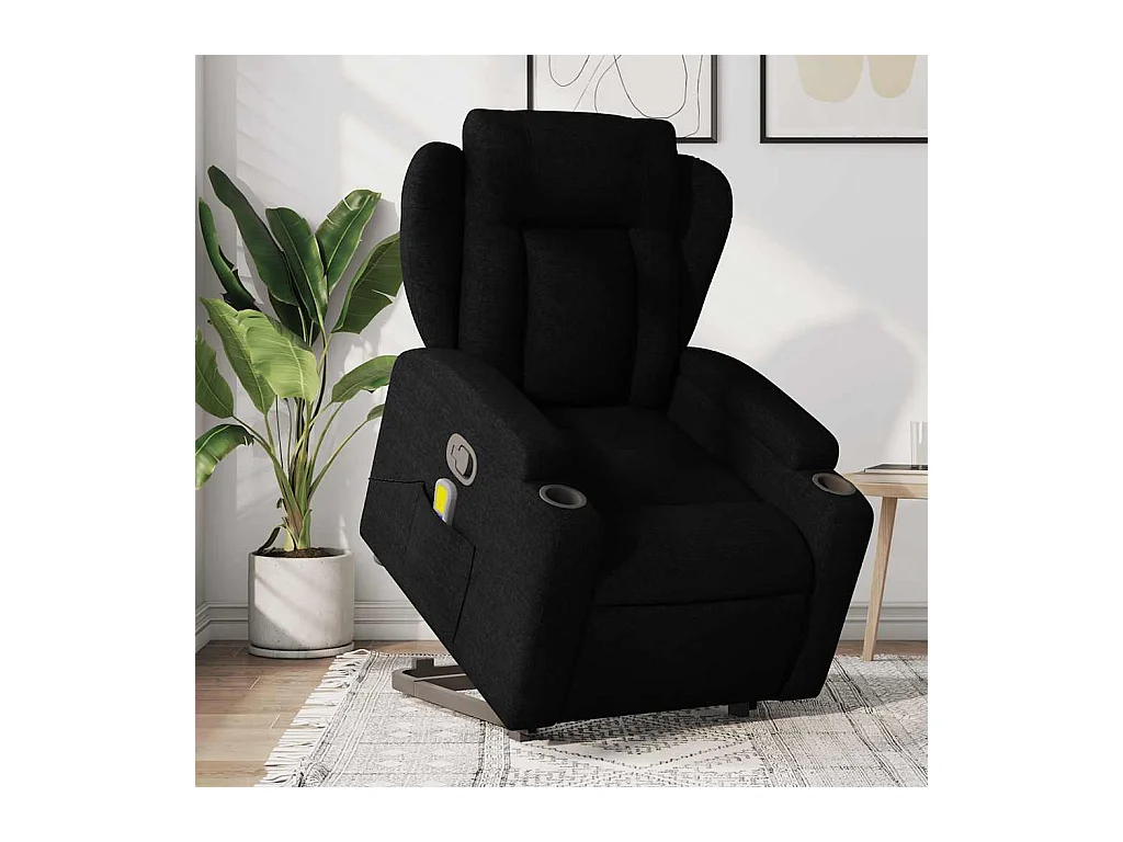 Sillón de relax | Sillón reclinable de masaje elevable tela negro SHL6163
