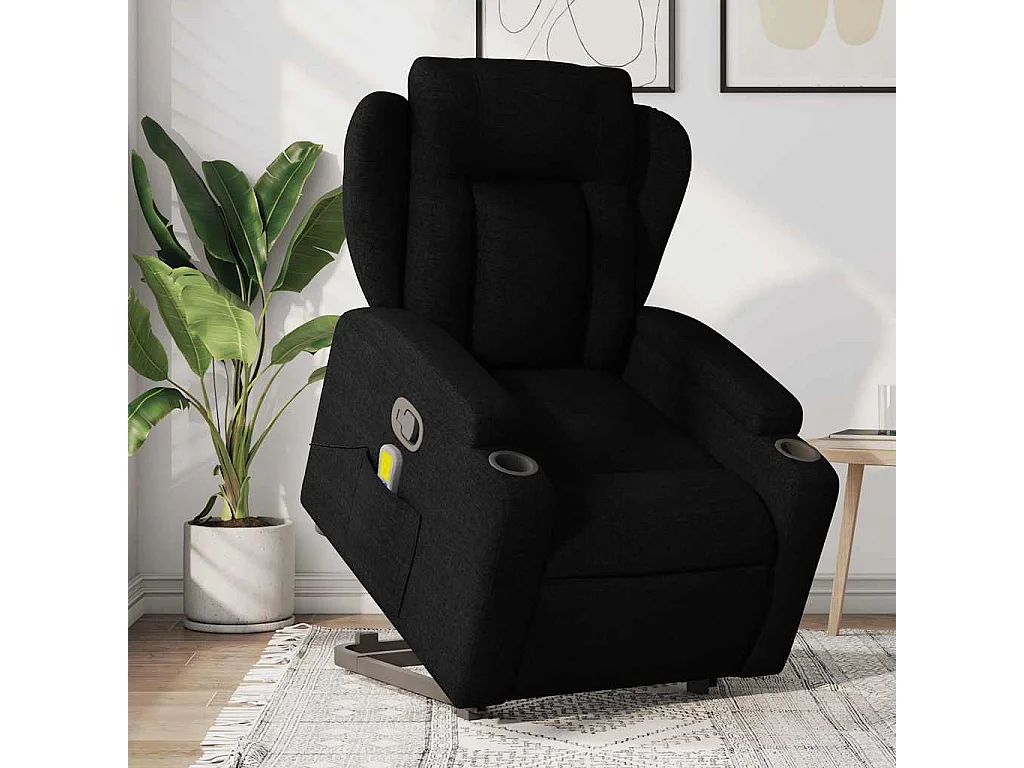 Fauteuil inclinable-Chaise de relax-Fauteuil de Massage Noir Tissu SHL4197