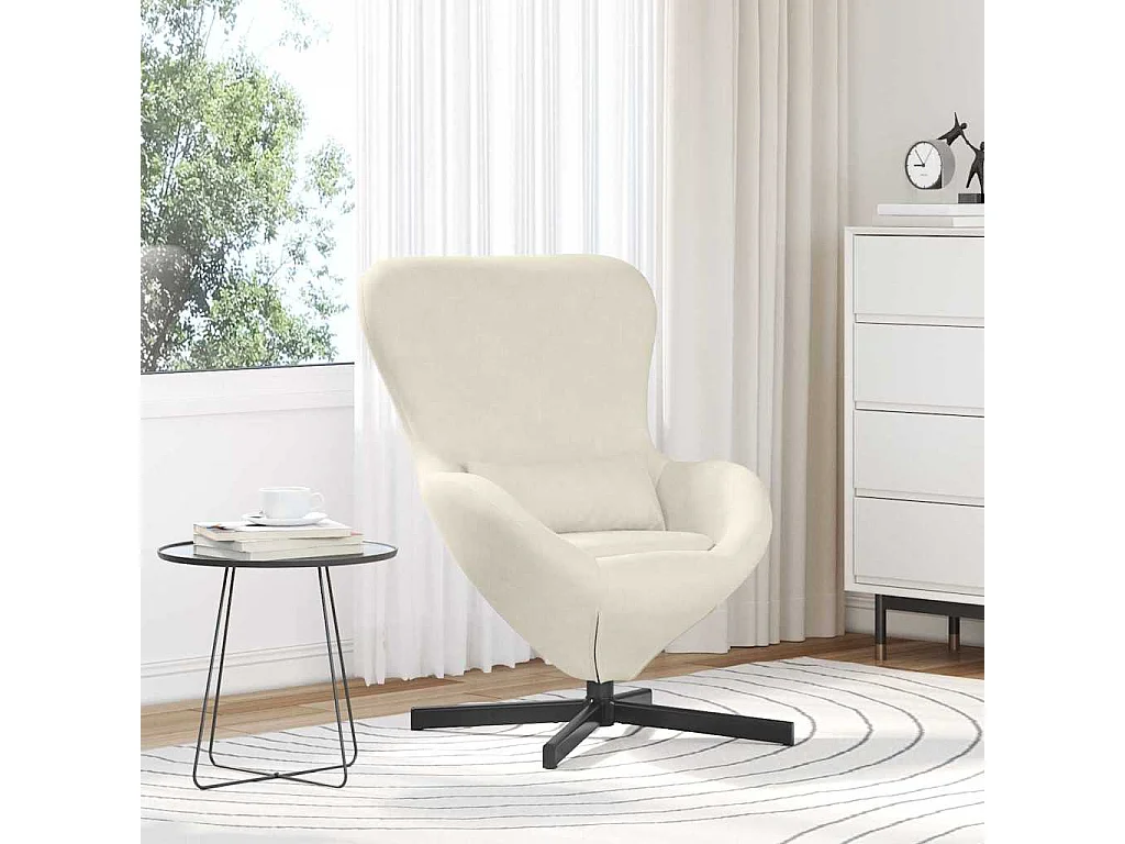 Sillón de relax | Sillón huevo Crema 63x73x90 cm Terciopelo SHL5007