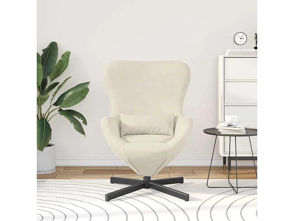 Sillón de relax | Sillón huevo Crema 63x73x90 cm Terciopelo SHL5007