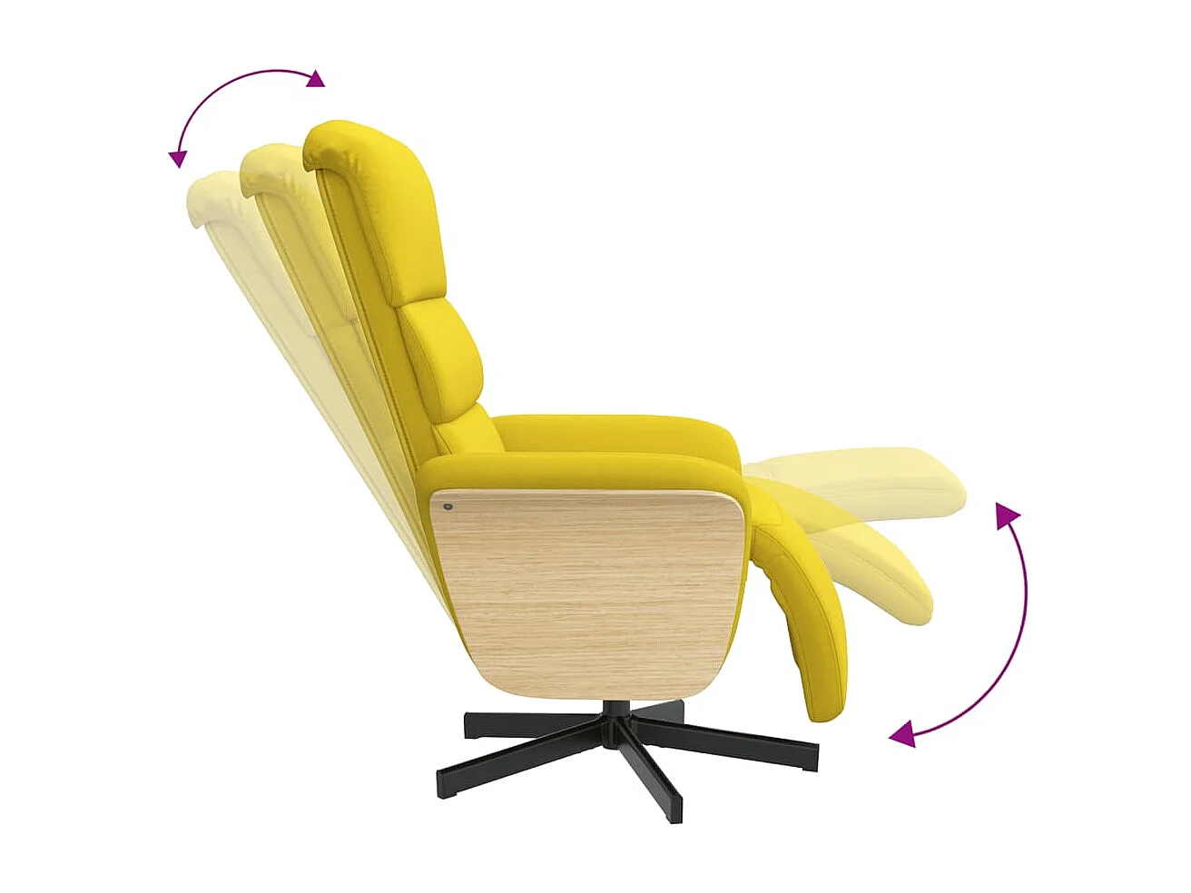 Relaxsessel | Lounge Sessel für Wohnzimmer mit Fußteil Hellgelb Stoff SHL22351