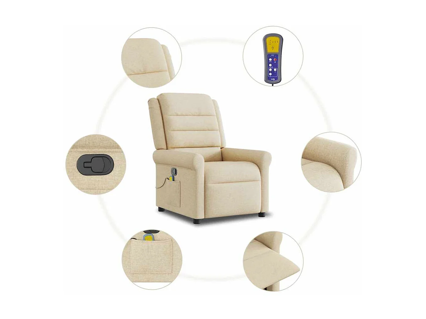 Sillón de salón | Silla | Sillón de masaje reclinable de tela crema SHL7089