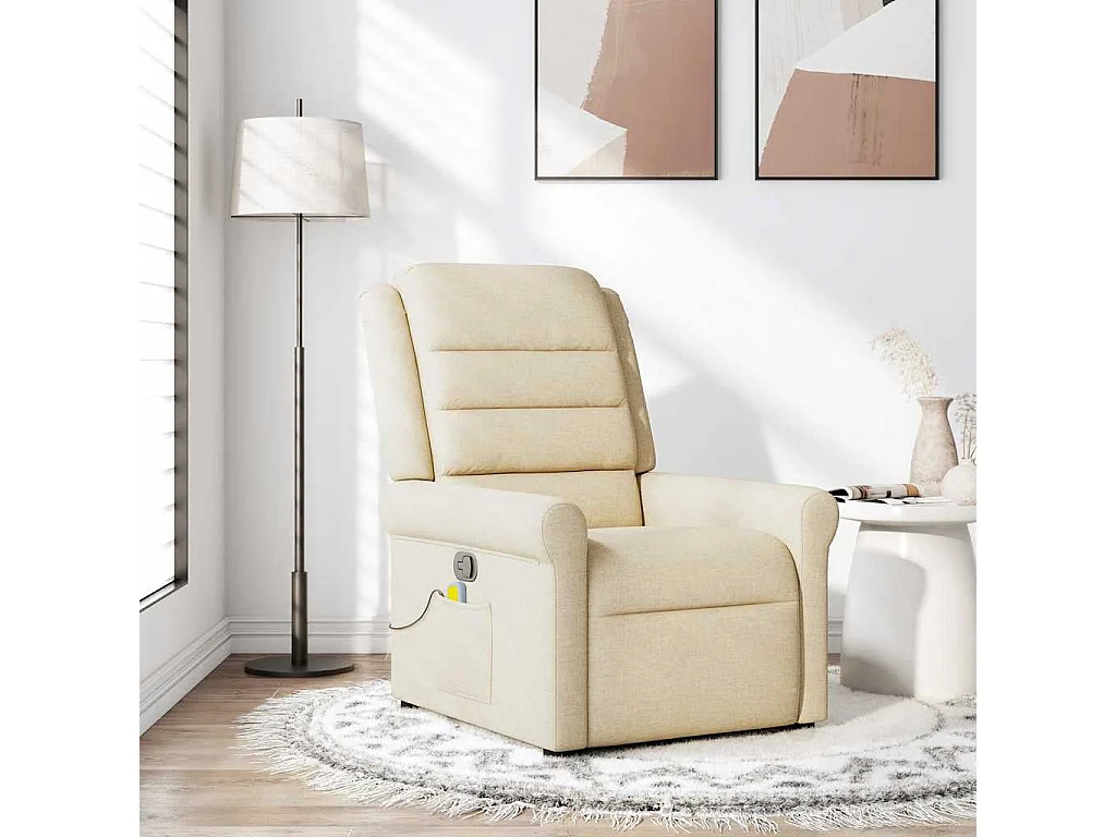 Fauteuil inclinable-Chaise de relax-Fauteuil de Massage Crème Tissu SHL3137