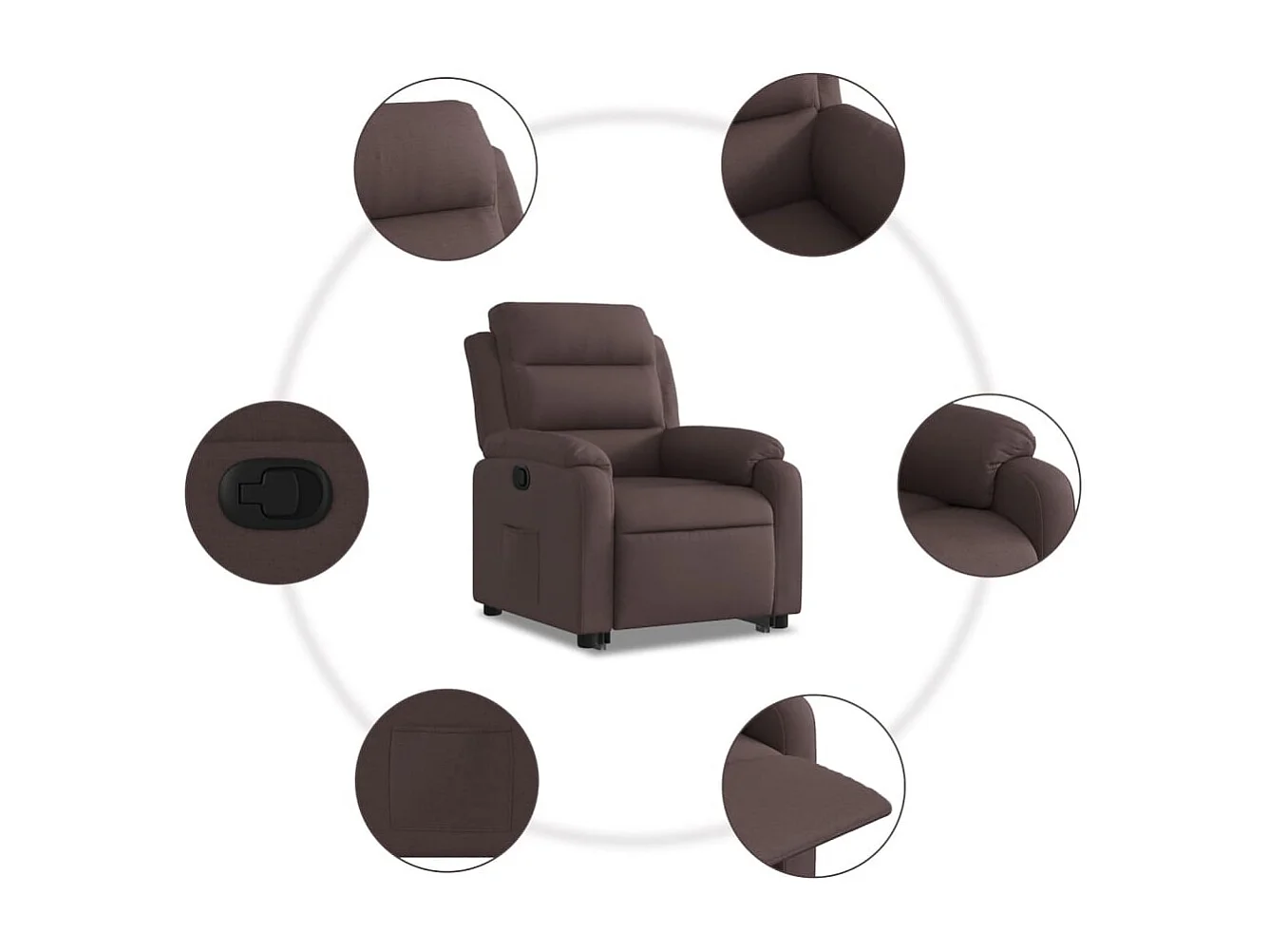 Sillón de relax | Silla | Sillón reclinable elevable tela marrón oscuro SHL2728
