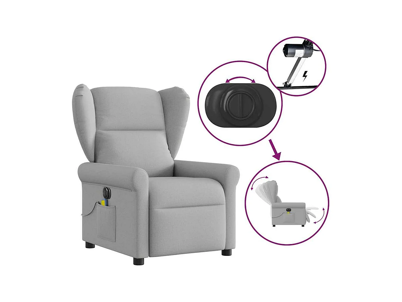 Sillón de relax | Sillón reclinable de masaje eléctrico tela gris nube SHL6141