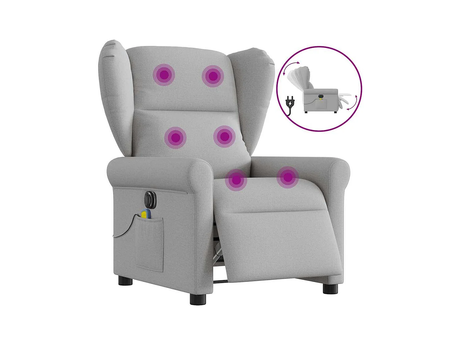 Sillón de relax | Sillón reclinable de masaje eléctrico tela gris nube SHL6141