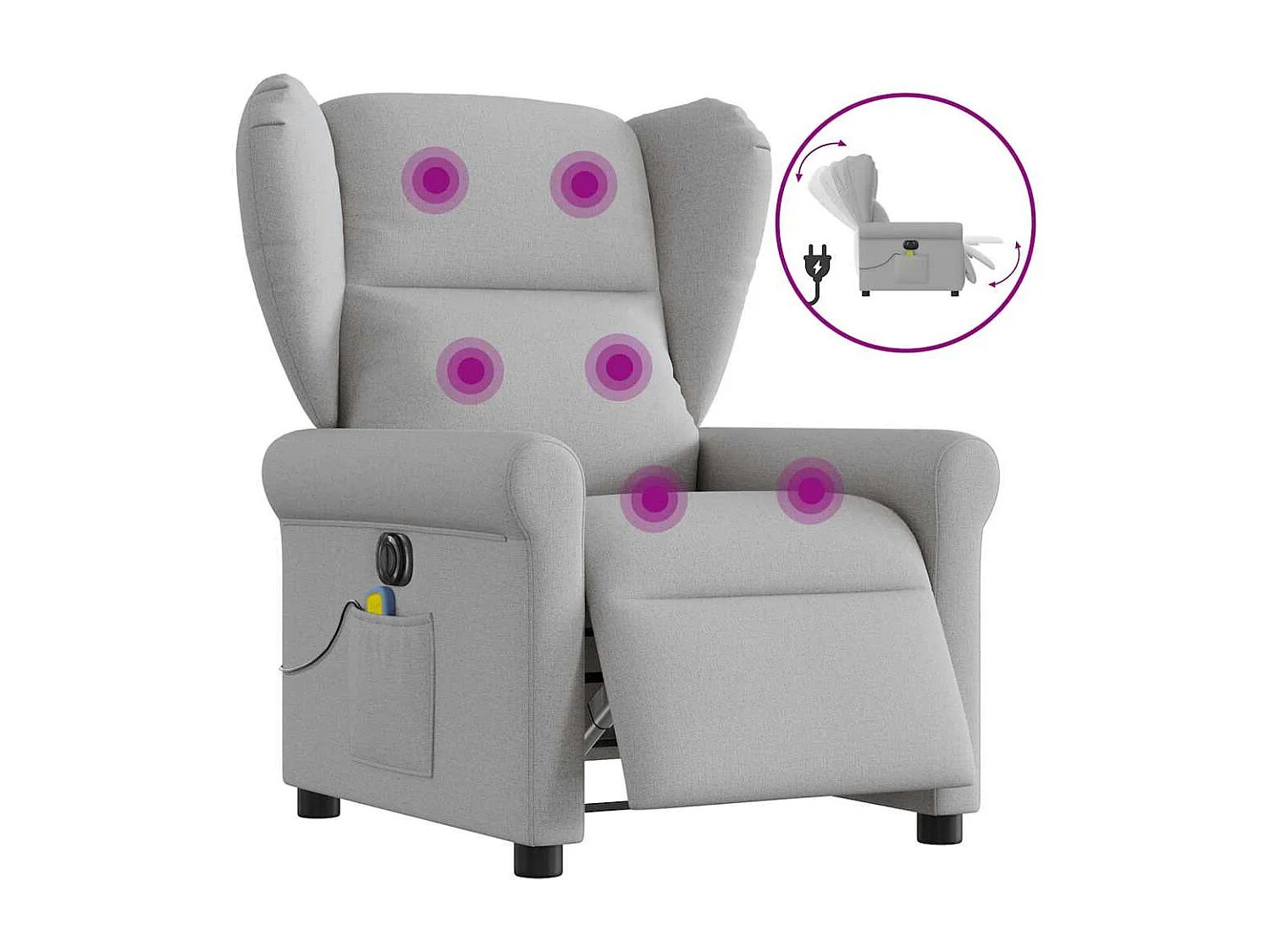 Fauteuil inclinable électrique-Fauteuil de massage de Salon gris nuage tissu SHL3272