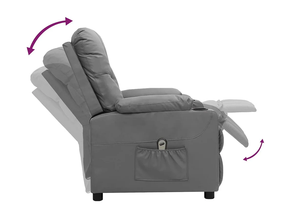Sillón de relax | Silla | Sillón reclinable eléctrico de cuero sintético gris SHL8373