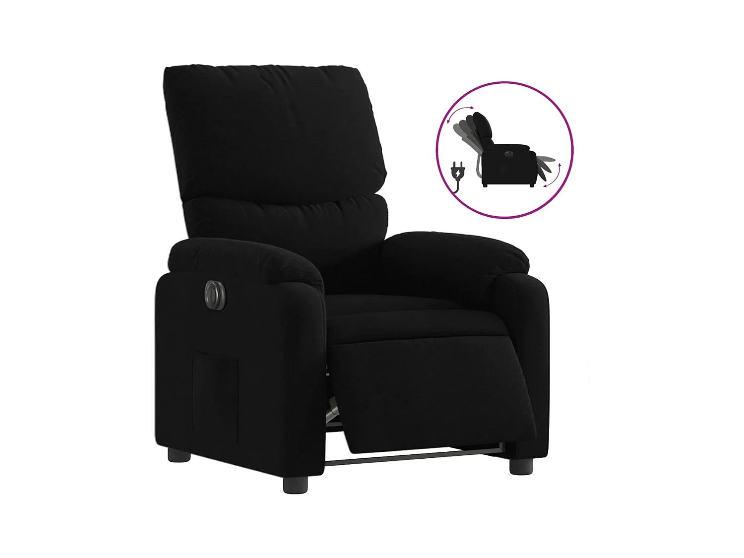 Fauteuil inclinable électrique-Chaise de relax-Fauteuil salon Noir Tissu SHL5161