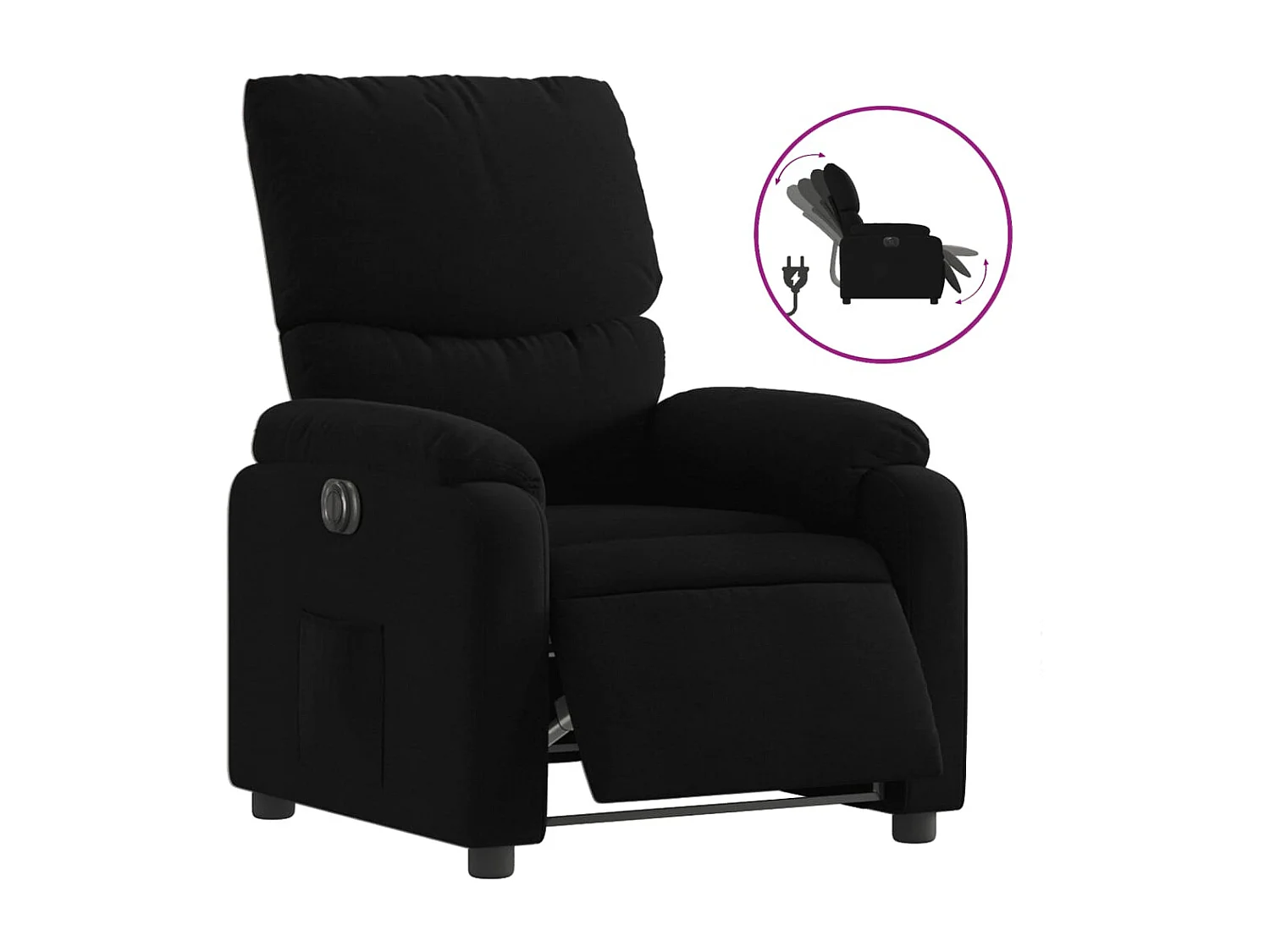 Fauteuil inclinable électrique-Chaise de relax-Fauteuil salon Noir Tissu SHL5161