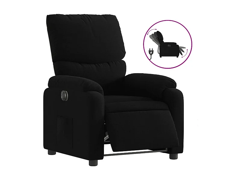 Fauteuil inclinable électrique-Chaise de relax-Fauteuil salon Noir Tissu SHL5161