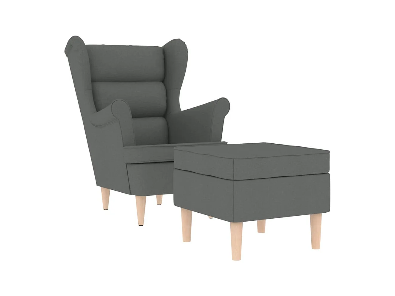 Sillón de salón | Silla de relax con taburete reposapiés tela gris oscuro SHL4834