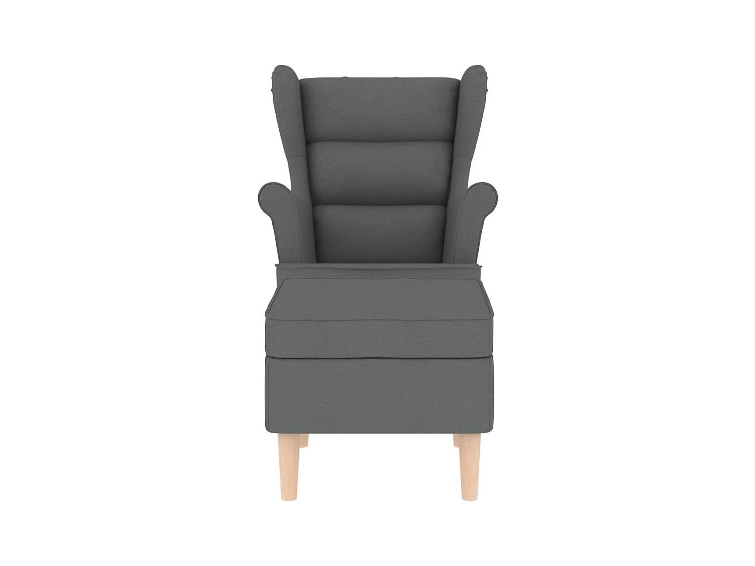 Sillón de salón | Silla de relax con taburete reposapiés tela gris oscuro SHL4834