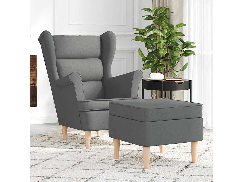 Fauteuil Salon-Chaise de relax avec repose-pied Gris foncé Tissu SHL2736