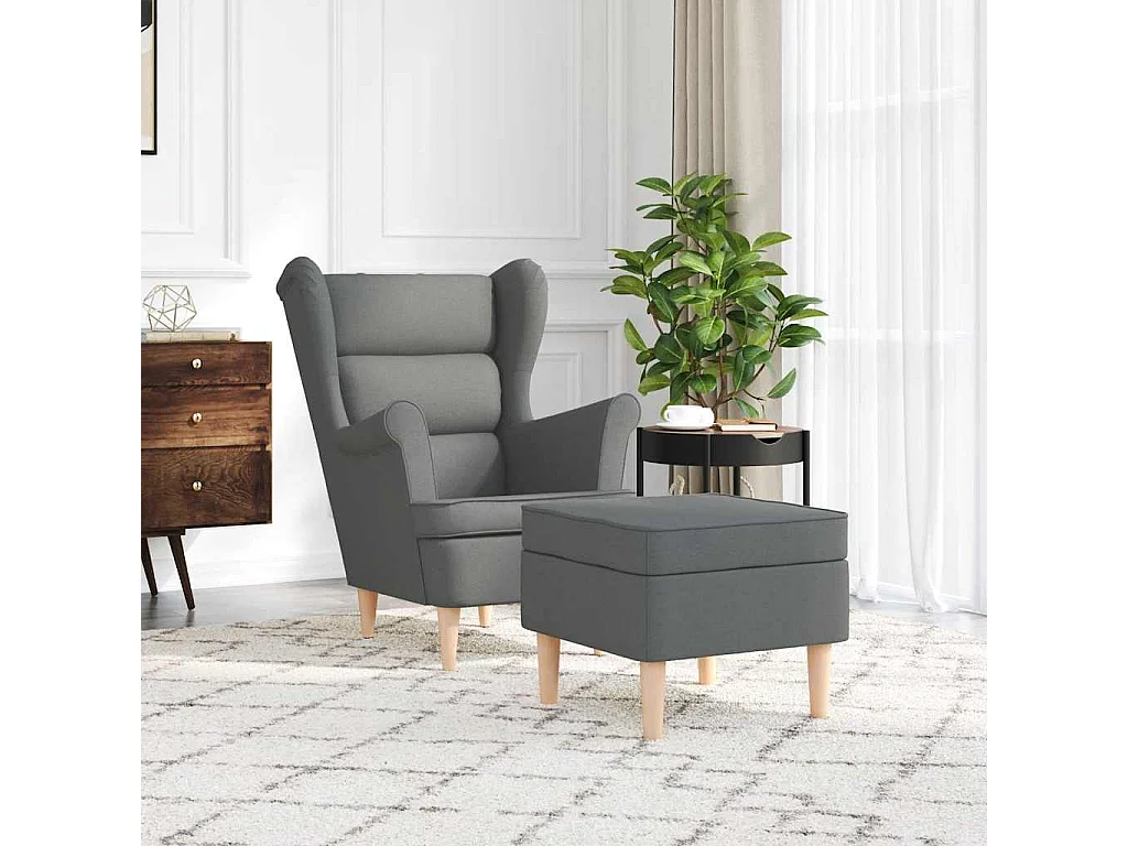 Fauteuil Salon-Chaise de relax avec repose-pied Gris foncé Tissu SHL2736