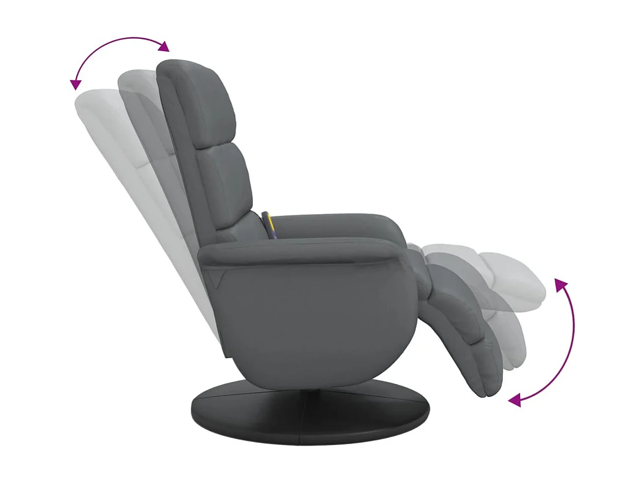 Sillón de relax | Sillón reclinable de masaje con reposapiés cuero sintético gris SHL9686
