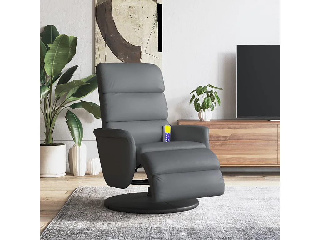 Massagesessel | Relaxsessel mit Fußteil Grau Kunstleder SHL65746