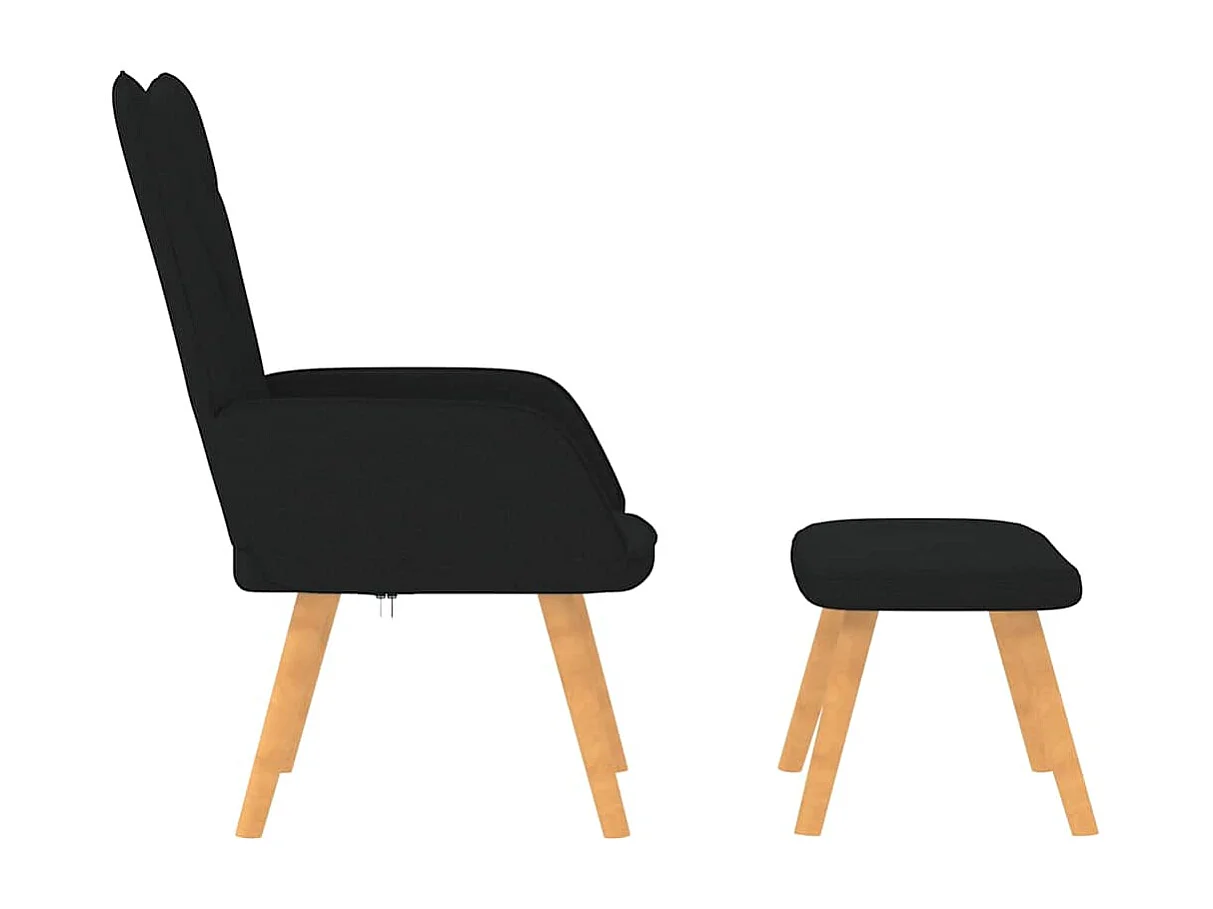 Fauteuil de relaxation moderne avec tabouret Noir Tissu SHL1351