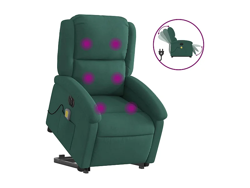 Fauteuil inclinable électrique-Chaise-Fauteuil de Massage vert foncé velours SHL1977