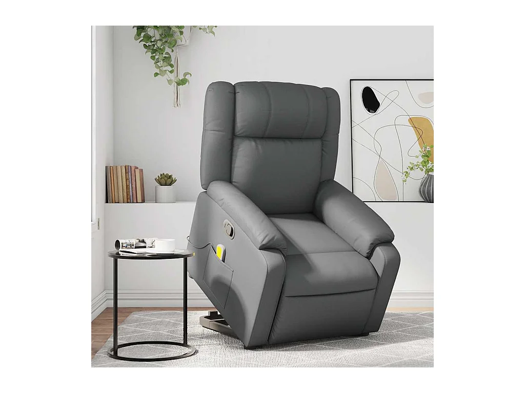 Sillón de relax | Sillón reclinable de masaje de pie cuero artificial gris SHL8773