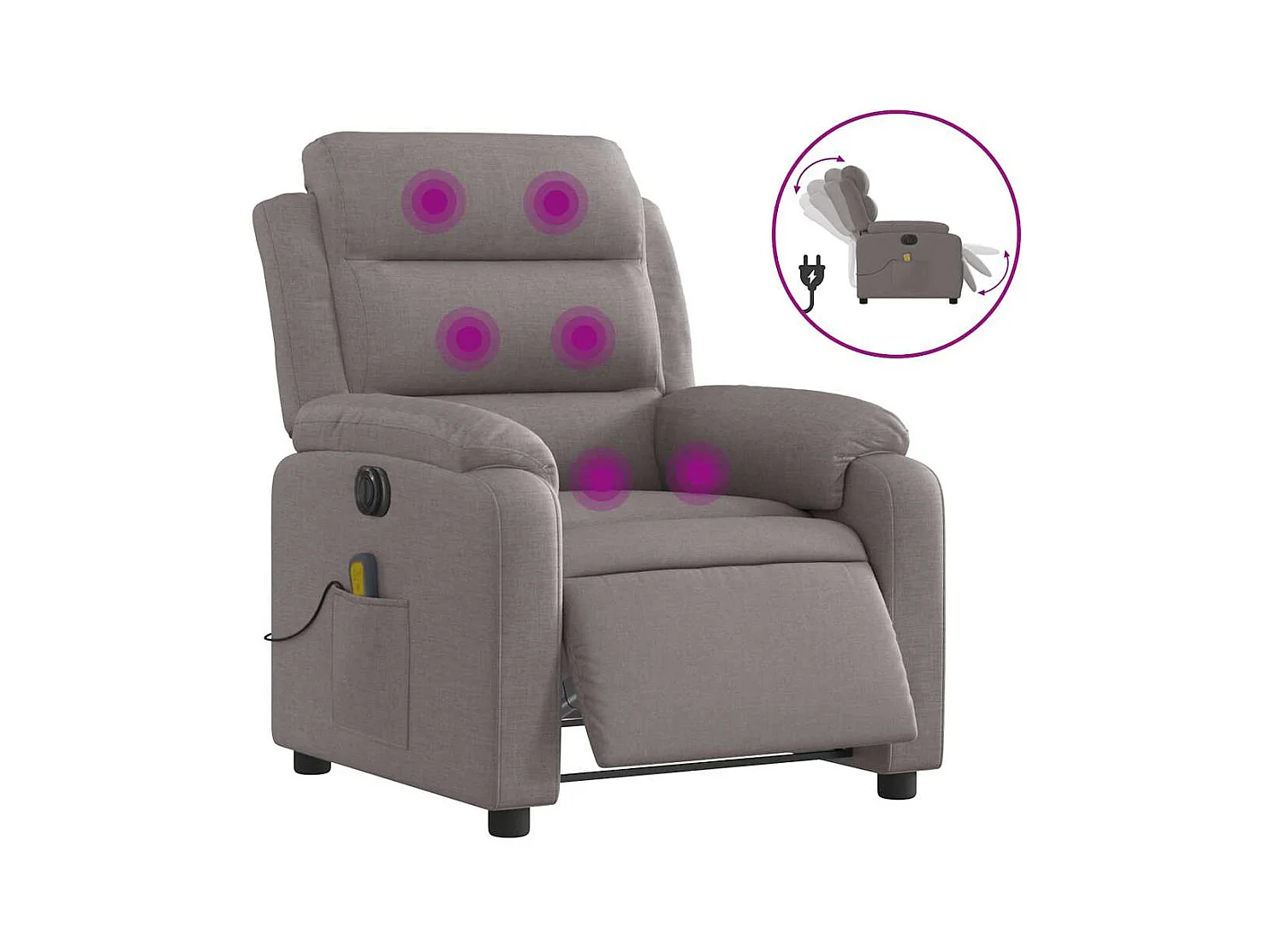 Sillón de relax | Sillón reclinable de masaje eléctrico tela gris taupe SHL6081